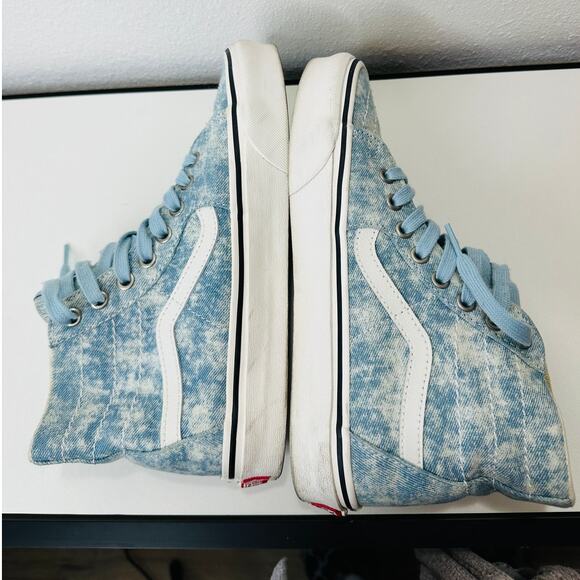 Vans Washed Blue White Sk8-Hi Taper Denim Winter Sky Skate Shoes 8 - Picture 11 of 15